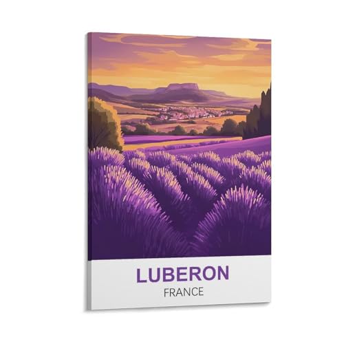 YNIEILUU Luberon Frankreich Vintage-Reiseposter, 60 x 90 cm, Leinwand-Kunst, Gemälde, Bilder, Wandkunstdrucke von YNIEILUU