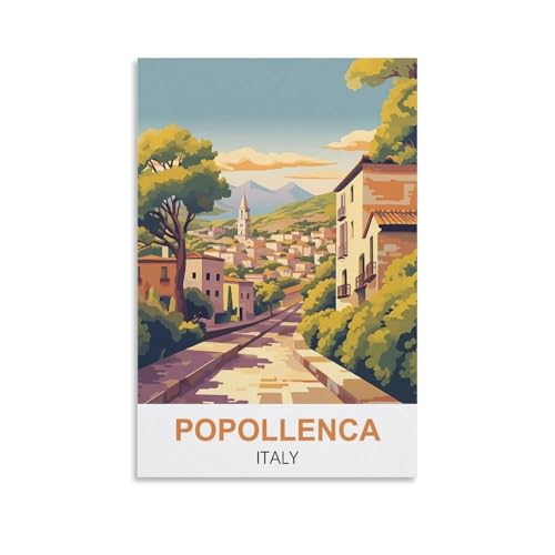 YNIEILUU Popollenca Italien-Reiseposter, Vintage-Poster, 30 x 45 cm, Leinwand-Kunst, Gemälde, Bilder, Wandkunstdrucke von YNIEILUU