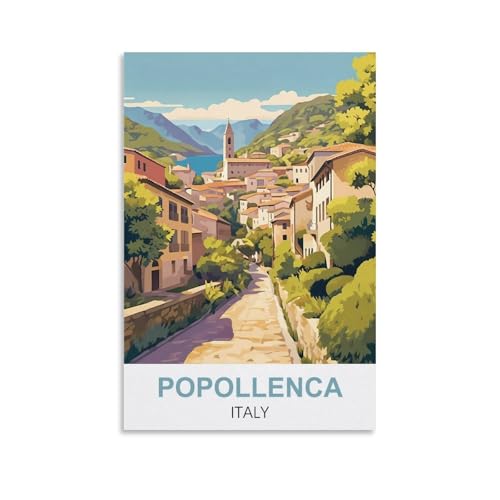 YNIEILUU Popollenca Italien-Reiseposter im Vintage-Stil, 50 x 75 cm, Leinwand-Kunst, Gemälde, Bilder, Wandkunstdrucke von YNIEILUU