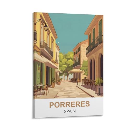 YNIEILUU Porreres Spanien Vintage-Reiseposter, 30 x 45 cm, Leinwand-Kunst, Gemälde, Bilder, Wandkunstdrucke von YNIEILUU