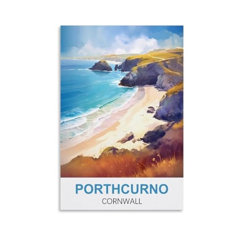 YNIEILUU Porthcurno Cornwall Vintage-Reiseposter, 30 x 45 cm, Leinwand-Kunst, Gemälde, Bilder, Wandkunstdrucke YNIEILUU Porthcurno Cornwall Vintage-Reiseposter, 30 x 45 cm, Leinwand-Kunst, Gemälde, Bilder, Wandkunstdrucke von YNIEILUU