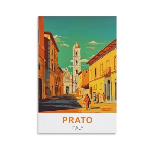 YNIEILUU Prato Italien-Reiseposter, Vintage-Poster, 30 x 45 cm, Leinwand-Kunst, Gemälde, Bilder, Wandkunstdrucke von YNIEILUU