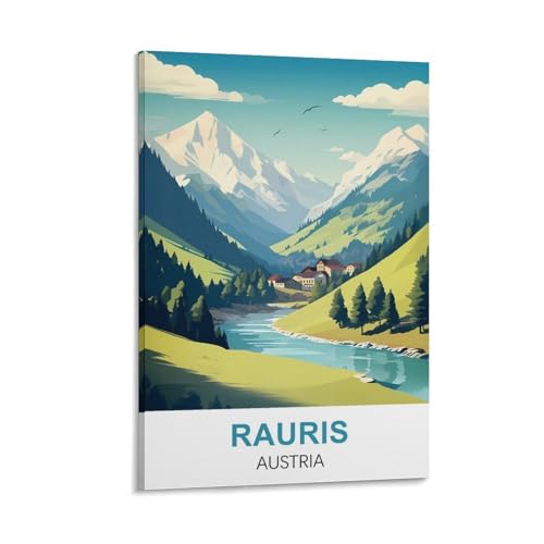YNIEILUU Rauris Österreich Vintage-Reiseposter, 40 x 60 cm, Leinwand-Kunst, Gemälde, Bilder, Wandkunstdrucke von YNIEILUU