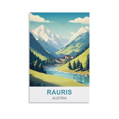 YNIEILUU Rauris Österreich Vintage-Reiseposter, 60 x 90 cm, Leinwand-Kunst, Gemälde, Bilder, Wandkunstdrucke von YNIEILUU