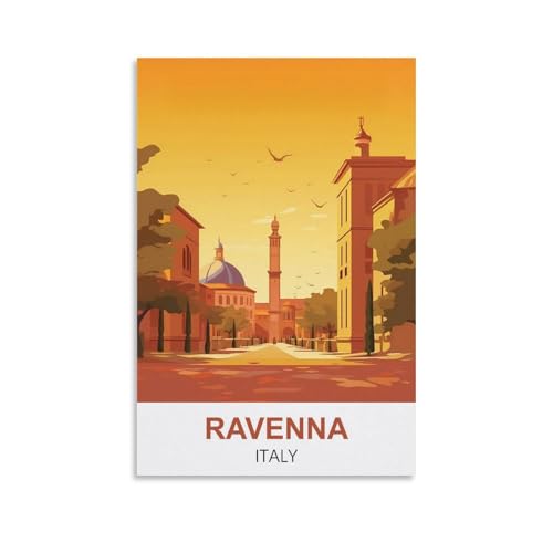 YNIEILUU Ravenna Italien, Vintage-Reiseposter, 30 x 45 cm, Leinwand-Kunst, Gemälde, Bilder, Wandkunstdrucke von YNIEILUU
