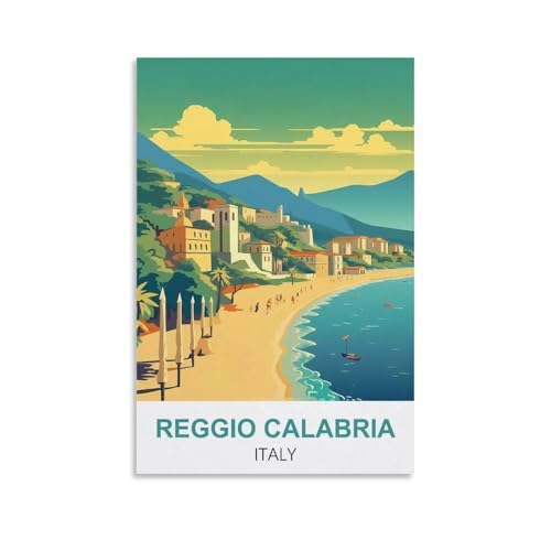 YNIEILUU Reggio Kalabrien Italien Vintage-Reiseposter, 50 x 75 cm, Leinwand-Kunst, Gemälde, Bilder, Wandkunstdrucke von YNIEILUU