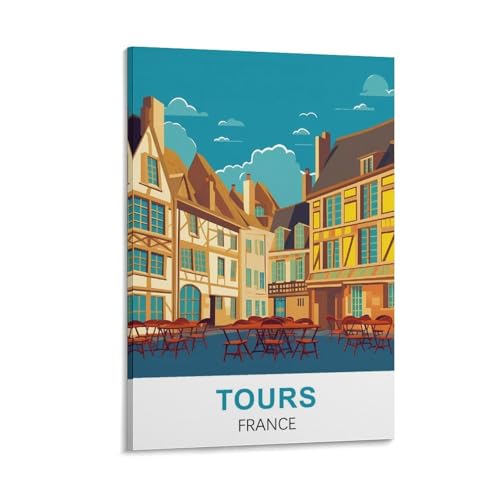 YNIEILUU Reiseposter "Touren Frankreich", Vintage-Stil, 60 x 90 cm, Leinwand-Kunst, Gemälde, Bilder, Wandkunstdrucke von YNIEILUU