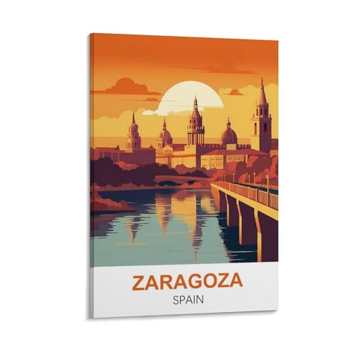 YNIEILUU Saragossa, Spanien, Vintage-Reiseposter, 40 x 60 cm, Leinwand-Kunst, Gemälde, Bilder, Wandkunstdrucke von YNIEILUU