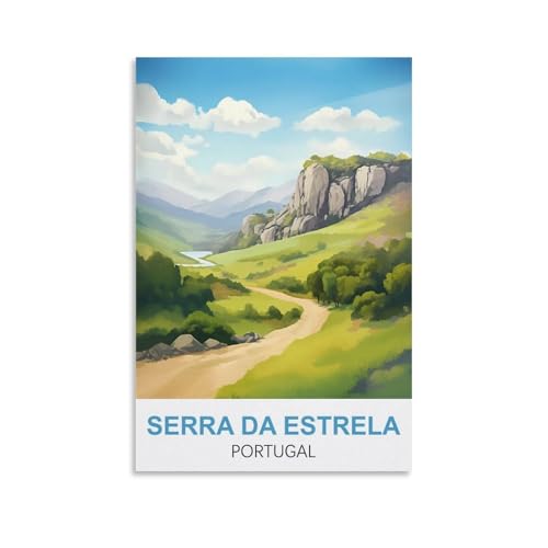 YNIEILUU Serra Da Estrela Portugal Vintage-Reiseposter, 30 x 45 cm, Leinwand-Kunst, Gemälde, Bilder, Wandkunstdrucke von YNIEILUU
