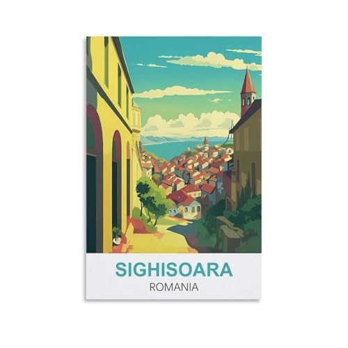 YNIEILUU Sighisoara Rumänien Vintage-Reiseposter, 20 x 30 cm, Leinwand-Kunst, Gemälde, Bilder, Wandkunstdrucke von YNIEILUU