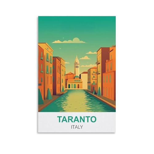 YNIEILUU Tarent Italien-Reiseposter, Vintage-Poster, 30 x 45 cm, Leinwand-Kunst, Gemälde, Bilder, Wandkunstdrucke von YNIEILUU