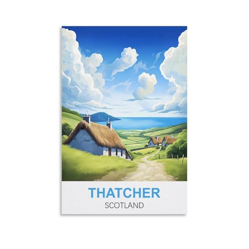 YNIEILUU Thatcher Schottland Vintage-Reiseposter, 20 x 30 cm, Leinwand-Kunst, Gemälde, Bilder, Wandkunstdrucke von YNIEILUU