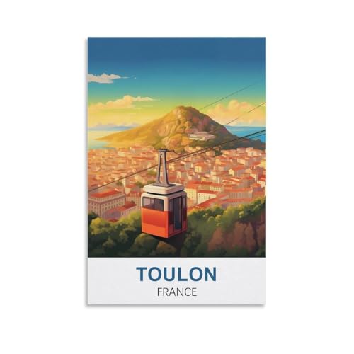 YNIEILUU Toulon France Vintage-Reiseposter, 30 x 45 cm, Leinwand-Kunst, Gemälde, Bilder, Wandkunstdrucke von YNIEILUU