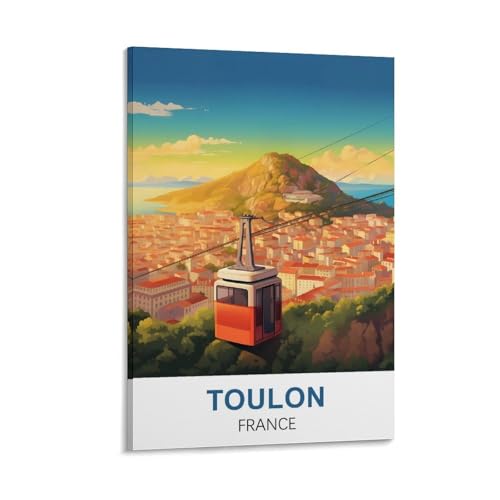 YNIEILUU Toulon France Vintage-Reiseposter, 50 x 75 cm, Leinwand-Kunst, Gemälde, Bilder, Wandkunstdrucke von YNIEILUU