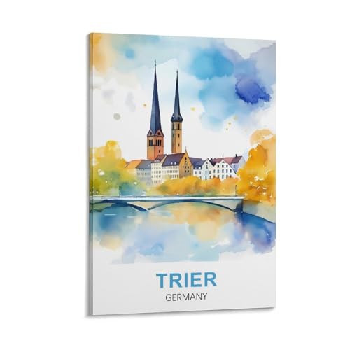YNIEILUU Trier Germany Vintage-Reiseposter, 20 x 30 cm, Leinwand-Kunst, Gemälde, Bilder, Wandkunstdrucke von YNIEILUU