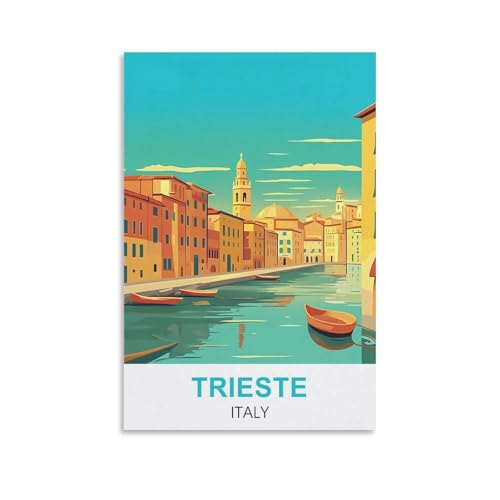 YNIEILUU Trieste Italien Vintage-Reiseposter, 30 x 45 cm, Leinwand-Kunst, Gemälde, Bilder, Wandkunstdrucke von YNIEILUU