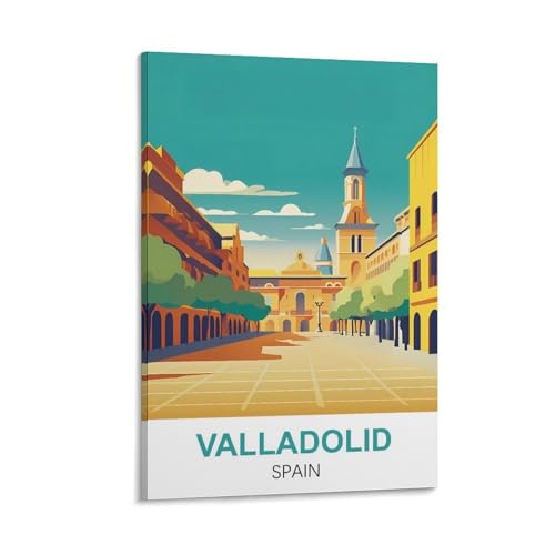 YNIEILUU Valladolid Spanien Vintage-Reiseposter 60 x 90 cm, Leinwand-Kunst, Gemälde, Bilder, Wandkunstdrucke von YNIEILUU