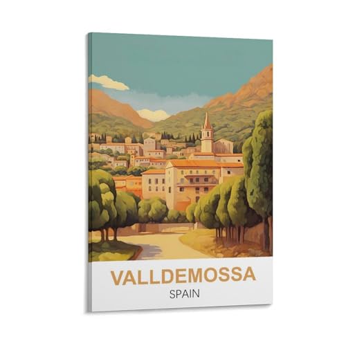 YNIEILUU Valldemossa Spanien Vintage-Reiseposter 30 x 45 cm, Leinwand-Kunst, Gemälde, Bilder, Wandkunstdrucke von YNIEILUU