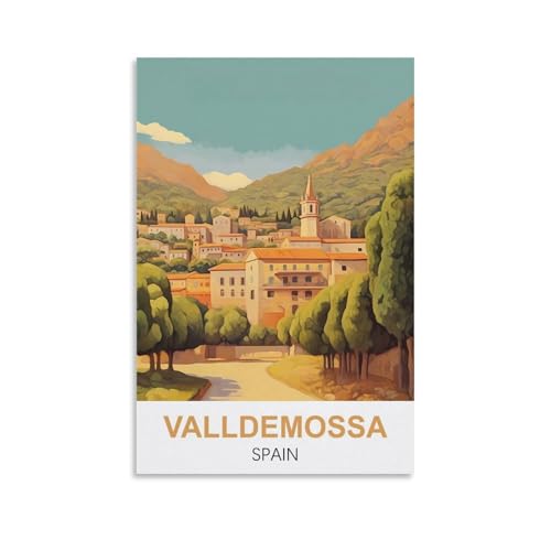 YNIEILUU Valldemossa Spanien Vintage Reiseposter 40 x 60 cm, Leinwandkunst, Gemälde, Bilder, Wandkunstdrucke von YNIEILUU