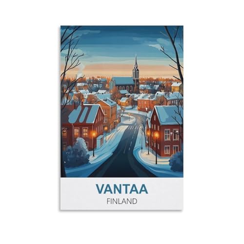 YNIEILUU Vantaa Finnland Vintage-Reiseposter, 20 x 30 cm, Leinwand-Kunst, Gemälde, Bilder, Wandkunstdrucke von YNIEILUU