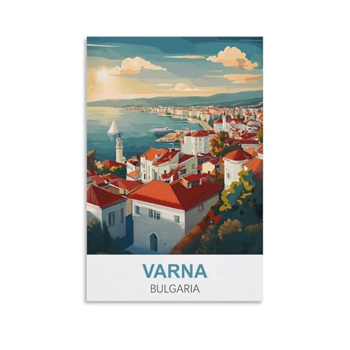 YNIEILUU Varna Bulgarien Vintage-Reiseposter, 30 x 45 cm, Leinwand-Kunst, Gemälde, Bilder, Wandkunstdrucke von YNIEILUU