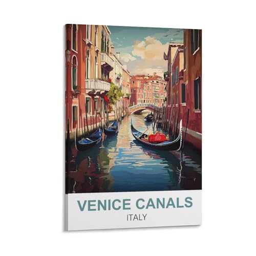 YNIEILUU Venedig Kanäle, Italien, Vintage-Reiseposter, 60 x 90 cm, Leinwand-Kunst, Gemälde, Bilder, Wandkunstdrucke von YNIEILUU