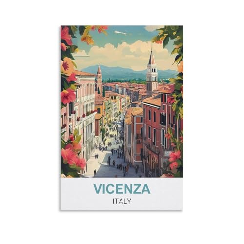 YNIEILUU Vicenza Italien-Reiseposter, Vintage-Poster, 50 x 75 cm, Leinwand-Kunst, Gemälde, Bilder, Wandkunstdrucke von YNIEILUU