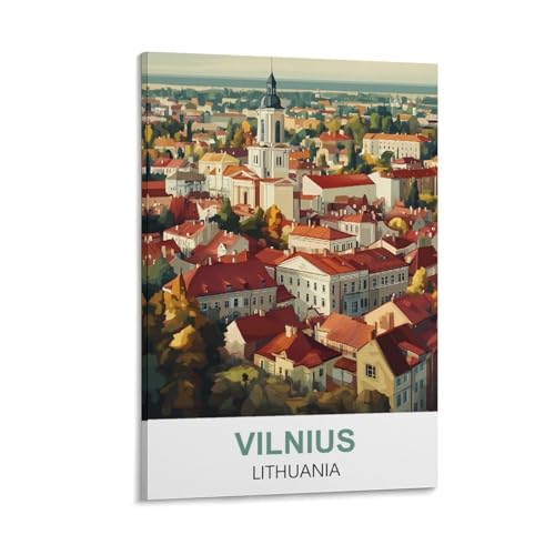 YNIEILUU Vilnius Litauen Vintage-Reiseposter, 60 x 90 cm, Leinwand-Kunst, Gemälde, Bilder, Wandkunstdrucke von YNIEILUU