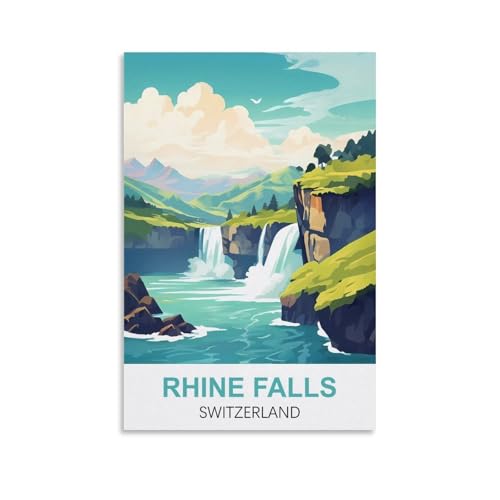 YNIEILUU Vintage-Reiseposter, Motiv: Rheinfälle, Schweiz, 60 x 90 cm, Leinwand-Kunstdruck, Wandkunstdrucke YNIEILUU Vintage-Reiseposter, Motiv: Rheinfälle, Schweiz, 60 x 90 cm, Leinwand-Kunstdruck, Wandkunstdrucke von YNIEILUU