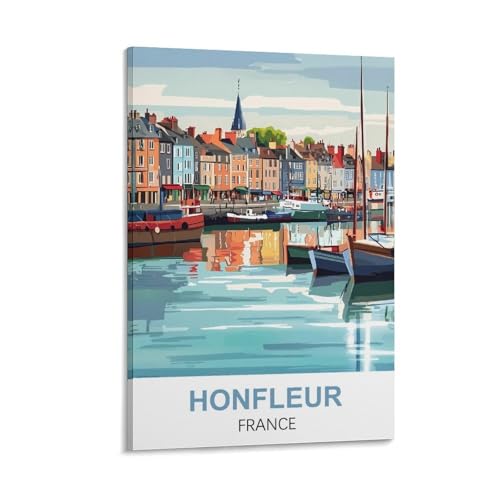 YNIEILUU Vintage-Reiseposter Honfleur Frankreich, 40 x 60 cm, Leinwand-Kunst, Gemälde, Bilder, Wandkunstdrucke von YNIEILUU
