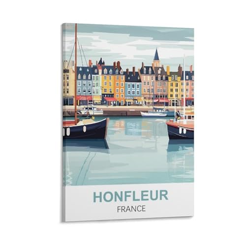 YNIEILUU Vintage-Reiseposter Honfleur Frankreich, 60 x 90 cm, Leinwand-Kunst, Gemälde, Bilder, Wandkunstdrucke von YNIEILUU