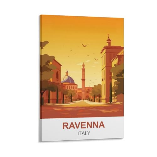 YNIEILUU Vintage-Reiseposter Ravenna Italien, 40 x 60 cm, Leinwand-Kunst, Gemälde, Bilder, Wandkunstdrucke von YNIEILUU