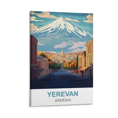 YNIEILUU Yerevan Armenien Vintage-Reiseposter, 30 x 45 cm, Leinwand-Kunst, Gemälde, Bilder, Wandkunstdrucke von YNIEILUU