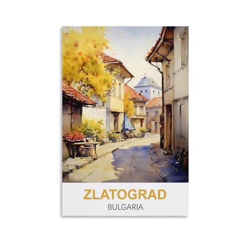 YNIEILUU Zlatograd Bulgarien Vintage-Reiseposter 40 x 60 cm, Leinwand-Kunst, Gemälde, Bilder, Wandkunstdrucke von YNIEILUU