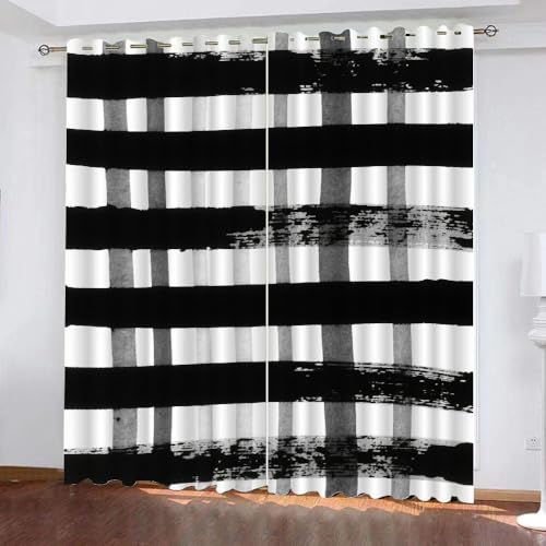 Schwarze Streifen Schlafzimmer Gardinen, Schwarz-Weiß-Geometrie Blackout Vorhang,Moderne Streifen Bedruckt Schiebevorhänge, Einfachheit Blickdicht Verdunkelungsvorhänge B 60 x H 140cm 2 Paneele Schwarze Streifen Schlafzimmer Gardinen, Schwarz-Weiß-Geometrie Blackout Vorhang,Moderne Streifen Bedruckt Schiebevorhänge, Einfachheit Blickdicht Verdunkelungsvorhänge B 60 x H 140cm 2 Paneele von YNIOFU