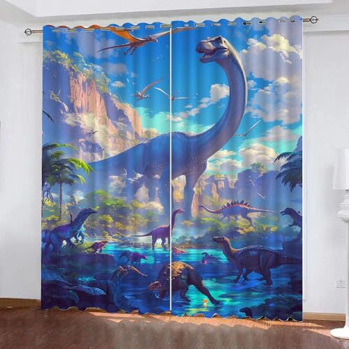 YNIOFU Cartoon-Dinosaurier Schlafzimmer Gardinen, Dinosaurier Verdunkelungsvorhang, Wald Blickdichte Schiebevorhänge, Tier Thermo Isoliert vorhänge B 132 x H 214cm 2 Paneele YNIOFU Cartoon-Dinosaurier Schlafzimmer Gardinen, Dinosaurier Verdunkelungsvorhang, Wald Blickdichte Schiebevorhänge, Tier Thermo Isoliert vorhänge B 132 x H 214cm 2 Paneele von YNIOFU