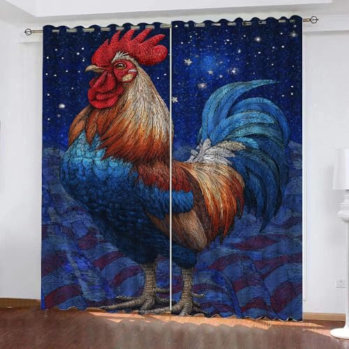 YNIOFU Cartoon-Huhn Wohnzimmer Verdunkelungsvorhänge, Hahn Tier Schlafzimmer Vorhang Blickdicht, Hahn Ösen Schiebevorhänge, Illustrationen für Kinder Gardinen B 107 x H 214cm 2 Paneele YNIOFU Cartoon-Huhn Wohnzimmer Verdunkelungsvorhänge, Hahn Tier Schlafzimmer Vorhang Blickdicht, Hahn Ösen Schiebevorhänge, Illustrationen für Kinder Gardinen B 107 x H 214cm 2 Paneele von YNIOFU