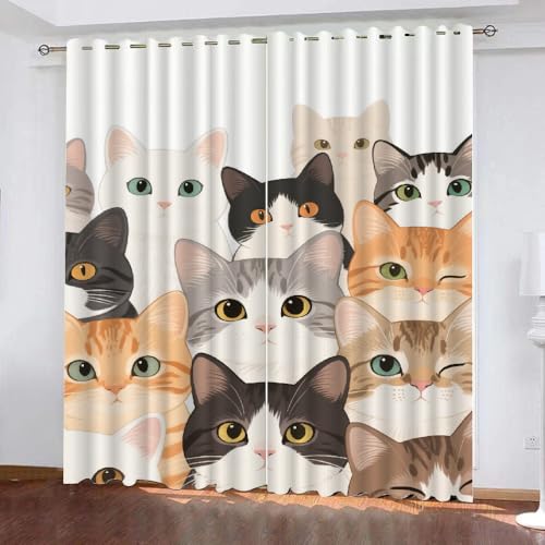 YNIOFU Cartoon-Katze Schlafzimmer Gardinen, Katze Blackout Vorhang,süßes Kätzchen Bedruckt Schiebevorhänge, Katzenliebhaber Blickdicht Verdunkelungsvorhänge B 60 x H 140cm 2 Paneele YNIOFU Cartoon-Katze Schlafzimmer Gardinen, Katze Blackout Vorhang,süßes Kätzchen Bedruckt Schiebevorhänge, Katzenliebhaber Blickdicht Verdunkelungsvorhänge B 60 x H 140cm 2 Paneele von YNIOFU