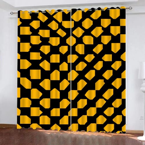 YNIOFU Geometrie Verdunkelungsvorhänge, Gelb und Schwarz Schlafzimmer Gardinen,Geometrie Thermoisolierung Raumverdunkelung, Moderner Stil Fenster Vorhänge B 100 x H 160cm 2 Paneele YNIOFU Geometrie Verdunkelungsvorhänge, Gelb und Schwarz Schlafzimmer Gardinen,Geometrie Thermoisolierung Raumverdunkelung, Moderner Stil Fenster Vorhänge B 100 x H 160cm 2 Paneele von YNIOFU