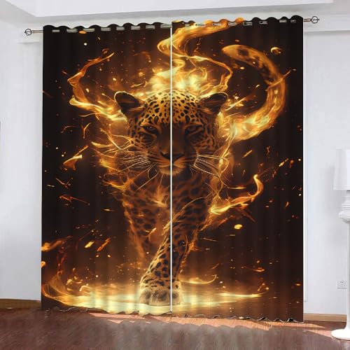 YNIOFU Gepard Verdunklungsvorhänge, Cartoon-Leopardenmuster Wohnzimmer Schiebevorhänge, Flammengepard Schlafzimmer Gardinen, Tierwelt Blickdicht Vorhänge B 132 x H 160cm 2 Paneele YNIOFU Gepard Verdunklungsvorhänge, Cartoon-Leopardenmuster Wohnzimmer Schiebevorhänge, Flammengepard Schlafzimmer Gardinen, Tierwelt Blickdicht Vorhänge B 132 x H 160cm 2 Paneele von YNIOFU
