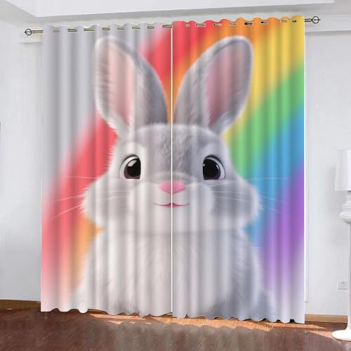 YNIOFU Kaninchen Wohnzimmer Verdunkelungsvorhänge, süßes Kaninchen Schlafzimmer Vorhang Blickdicht, Cartoon-Tiere Ösen Schiebevorhänge, Regenbogen Gardinen B 107 x H 214cm 2 Paneele YNIOFU Kaninchen Wohnzimmer Verdunkelungsvorhänge, süßes Kaninchen Schlafzimmer Vorhang Blickdicht, Cartoon-Tiere Ösen Schiebevorhänge, Regenbogen Gardinen B 107 x H 214cm 2 Paneele von YNIOFU