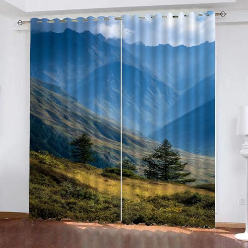 YNIOFU Landschaft Wohnzimmer Verdunkelungsvorhänge, Wald Schlafzimmer Vorhang Blickdicht, Wald Ösen Schiebevorhänge, Bergblick Gardinen B 107 x H 214cm 2 Paneele YNIOFU Landschaft Wohnzimmer Verdunkelungsvorhänge, Wald Schlafzimmer Vorhang Blickdicht, Wald Ösen Schiebevorhänge, Bergblick Gardinen B 107 x H 214cm 2 Paneele von YNIOFU