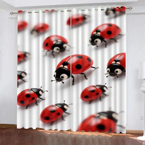 YNIOFU Marienkäfer Verdunkelungsvorhänge, 3D Tier Marienkäfer Blickdicht Schiebevorhänge, Insekt Isoliert Vorhänge, Weiß Ösen Schlafzimmer Gardinen B 117 x H 230cm 2 Paneele YNIOFU Marienkäfer Verdunkelungsvorhänge, 3D Tier Marienkäfer Blickdicht Schiebevorhänge, Insekt Isoliert Vorhänge, Weiß Ösen Schlafzimmer Gardinen B 117 x H 230cm 2 Paneele von YNIOFU