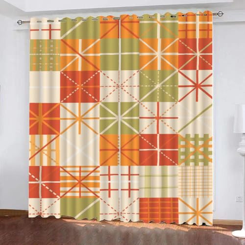 YNIOFU Mittelalter Verdunkelungsvorhänge, Mittelalter Schlafzimmer Fenster Behandlungen, Moderne Geometrie Schiebevorhänge, Böhmischer Stil Thermo Isoliert Gardinen B 96 x H 183cm 2 Paneele von YNIOFU