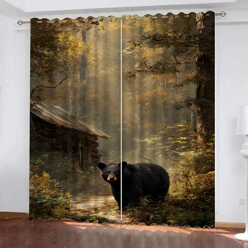 YNIOFU Wald Schlafzimmer Gardinen, Schwarzbär Blackout Vorhang,Tierwelt Bedruckt Schiebevorhänge, Landschaftswald Blickdicht Verdunkelungsvorhänge B 60 x H 140cm 2 Paneele YNIOFU Wald Schlafzimmer Gardinen, Schwarzbär Blackout Vorhang,Tierwelt Bedruckt Schiebevorhänge, Landschaftswald Blickdicht Verdunkelungsvorhänge B 60 x H 140cm 2 Paneele von YNIOFU