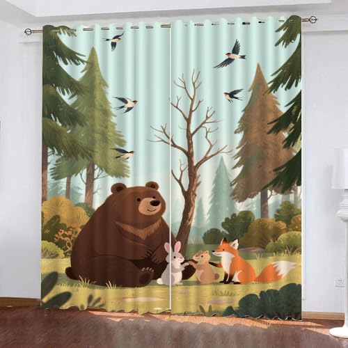 YNIOFU Wald Wohnzimmer Verdunkelungsvorhänge, Cartoon Bär Eichhörnchen Schlafzimmer Vorhang Blickdicht, Kinderwald Ösen Schiebevorhänge, Tierwelt Gardinen B 107 x H 214cm 2 Paneele YNIOFU Wald Wohnzimmer Verdunkelungsvorhänge, Cartoon Bär Eichhörnchen Schlafzimmer Vorhang Blickdicht, Kinderwald Ösen Schiebevorhänge, Tierwelt Gardinen B 107 x H 214cm 2 Paneele von YNIOFU