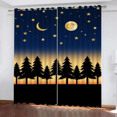 YNIOFU Wald Wohnzimmer Verdunkelungsvorhänge, Kinder Sternenhimmel Schlafzimmer Vorhang Blickdicht, Kiefer Ösen Schiebevorhänge, Waldnachtszene Gardinen B 107 x H 214cm 2 Paneele YNIOFU Wald Wohnzimmer Verdunkelungsvorhänge, Kinder Sternenhimmel Schlafzimmer Vorhang Blickdicht, Kiefer Ösen Schiebevorhänge, Waldnachtszene Gardinen B 107 x H 214cm 2 Paneele von YNIOFU
