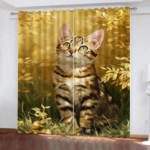 YNIOFU süße Katze Wohnzimmer Vorhänge, Katze Schlafzimmer Verdunkelungsvorhänge, Kätzchenliebhaber Isoliert Schiebevorhänge, Tierkätzchen Ösen Gardine B 132 x H 240cm 2 Paneele YNIOFU süße Katze Wohnzimmer Vorhänge, Katze Schlafzimmer Verdunkelungsvorhänge, Kätzchenliebhaber Isoliert Schiebevorhänge, Tierkätzchen Ösen Gardine B 132 x H 240cm 2 Paneele von YNIOFU