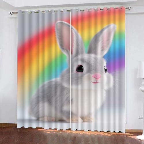 YNIOFU süßes Kaninchen Schlafzimmer Gardinen, Regenbogen Blackout Vorhang,Cartoon-Tiere Bedruckt Schiebevorhänge, Tierwelt Blickdicht Verdunkelungsvorhänge B 60 x H 140cm 2 Paneele YNIOFU süßes Kaninchen Schlafzimmer Gardinen, Regenbogen Blackout Vorhang,Cartoon-Tiere Bedruckt Schiebevorhänge, Tierwelt Blickdicht Verdunkelungsvorhänge B 60 x H 140cm 2 Paneele von YNIOFU