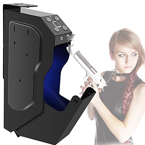 Montierter Waffentresor, Pistolentresor Pistolen Smart Biometric Fingerprint Auto Open Lid Smart Pistol Safe,Wand-Pistole Waffenschrank mit Fingerabdruck-Schlüsselschloss und digitaler Tastatur von YNITJH